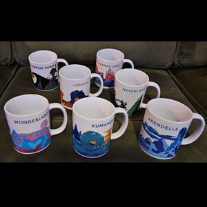 Disney-Inspired Starbucks Style Coffee Mug Bundle 7 Iconic Lands Minimalist Art